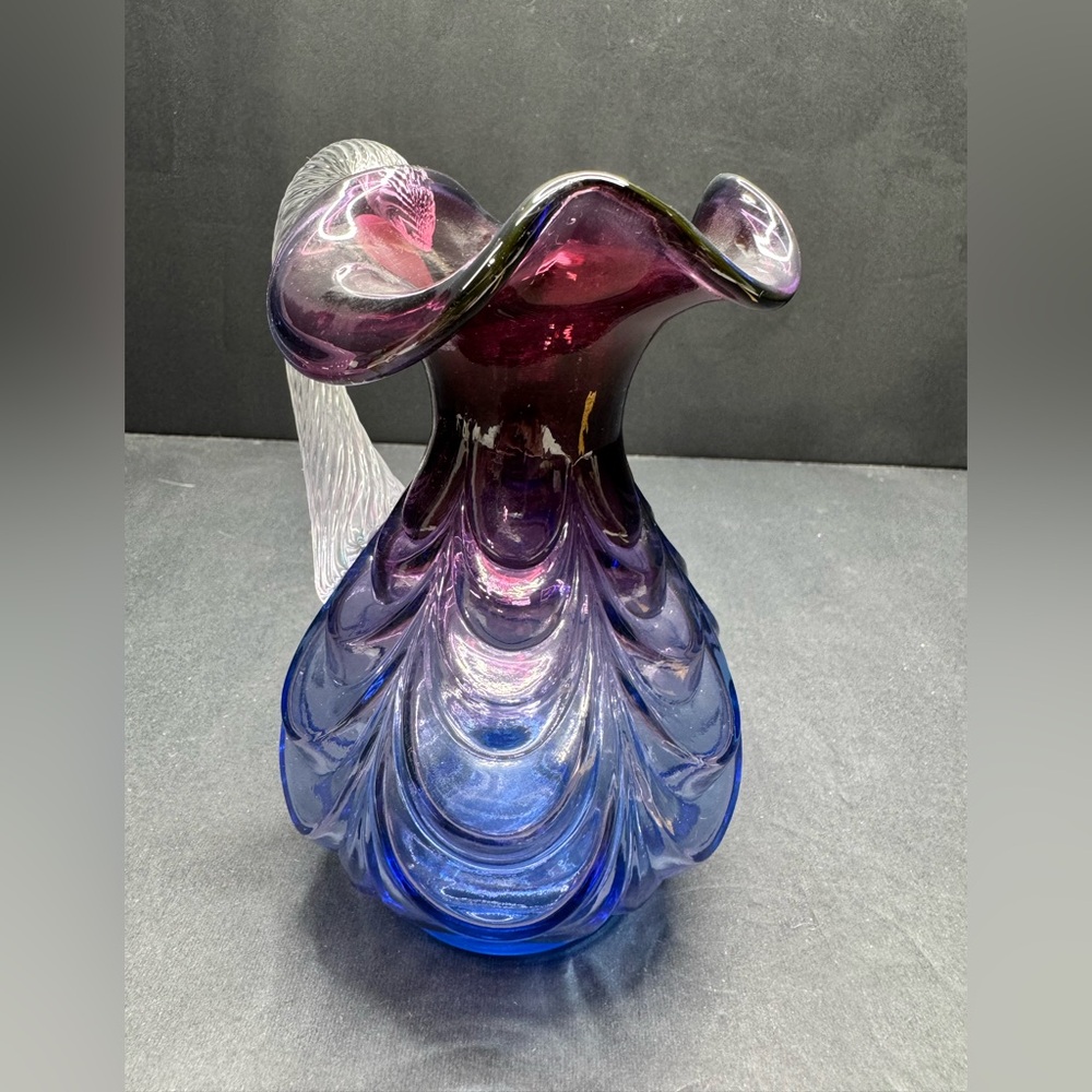 Fenton glass Mulberry drapery pitcher - Picture 2 of 7